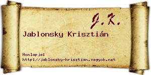Jablonsky Krisztián névjegykártya