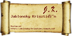 Jablonsky Krisztián névjegykártya